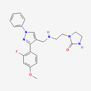 molecular formula C22H24FN5O2 B4931701 1-[2-({[3-(2-fluoro-4-methoxyphenyl)-1-phenyl-1H-pyrazol-4-yl]methyl}amino)ethyl]-2-imidazolidinone 
