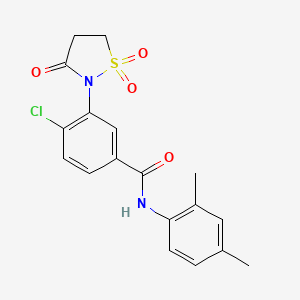 molecular formula C18H17ClN2O4S B4931767 4-chloro-N-(2,4-dimethylphenyl)-3-(1,1-dioxido-3-oxo-2-isothiazolidinyl)benzamide 