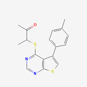 molecular formula C17H16N2OS2 B4931821 3-{[5-(4-methylphenyl)thieno[2,3-d]pyrimidin-4-yl]thio}-2-butanone 