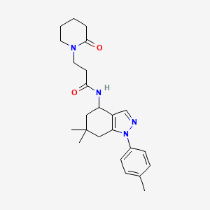 N-[6,6-dimethyl-1-(4-methylphenyl)-4,5,6,7-tetrahydro-1H-indazol-4-yl]-3-(2-oxo-1-piperidinyl)propanamide