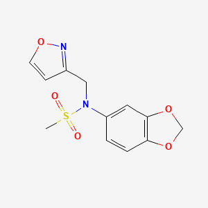 molecular formula C12H12N2O5S B4932056 N-1,3-benzodioxol-5-yl-N-(3-isoxazolylmethyl)methanesulfonamide 