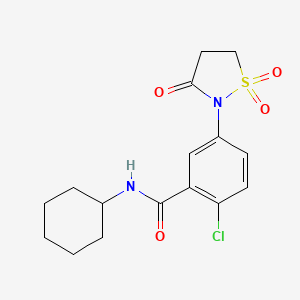 molecular formula C16H19ClN2O4S B4932058 2-chloro-N-cyclohexyl-5-(1,1-dioxido-3-oxo-2-isothiazolidinyl)benzamide 