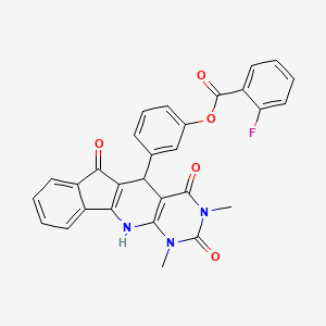 3-(1,3-dimethyl-2,4,6-trioxo-2,3,4,5,6,11-hexahydro-1H-indeno[2',1':5,6]pyrido[2,3-d]pyrimidin-5-yl)phenyl 2-fluorobenzoate