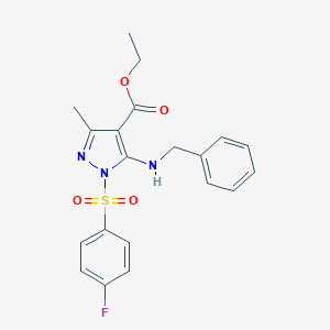 ethyl 5-(benzylamino)-1-[(4-fluorophenyl)sulfonyl]-3-methyl-1H-pyrazole-4-carboxylate