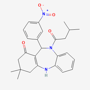 3,3-dimethyl-10-(3-methylbutanoyl)-11-(3-nitrophenyl)-2,3,4,5,10,11-hexahydro-1H-dibenzo[b,e][1,4]diazepin-1-one