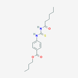 molecular formula C18H26N2O3S B493214 Butyl 4-{[(hexanoylamino)carbothioyl]amino}benzoate 