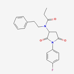 N-[1-(4-fluorophenyl)-2,5-dioxo-3-pyrrolidinyl]-N-(2-phenylethyl)propanamide