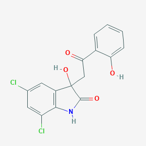 molecular formula C16H11Cl2NO4 B493224 5,7-dichloro-3-hydroxy-3-[2-(2-hydroxyphenyl)-2-oxoethyl]-1,3-dihydro-2H-indol-2-one 