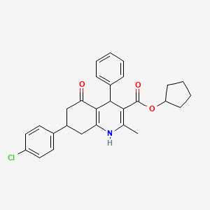 molecular formula C28H28ClNO3 B4932292 cyclopentyl 7-(4-chlorophenyl)-2-methyl-5-oxo-4-phenyl-1,4,5,6,7,8-hexahydro-3-quinolinecarboxylate 