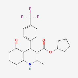 molecular formula C23H24F3NO3 B4932329 cyclopentyl 2-methyl-5-oxo-4-[4-(trifluoromethyl)phenyl]-1,4,5,6,7,8-hexahydro-3-quinolinecarboxylate 