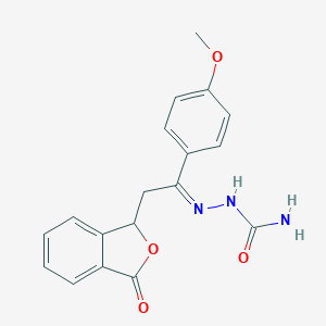 molecular formula C18H17N3O4 B493234 3-[2-[(aminocarbonyl)hydrazono]-2-(4-methoxyphenyl)ethyl]-2-benzofuran-1(3H)-one 