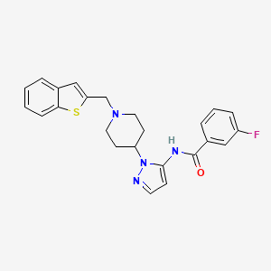 molecular formula C24H23FN4OS B4932368 N-{1-[1-(1-benzothien-2-ylmethyl)-4-piperidinyl]-1H-pyrazol-5-yl}-3-fluorobenzamide 