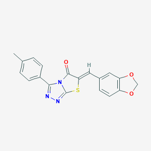 molecular formula C19H13N3O3S B493237 6-(1,3-benzodioxol-5-ylmethylene)-3-(4-methylphenyl)[1,3]thiazolo[2,3-c][1,2,4]triazol-5(6H)-one 