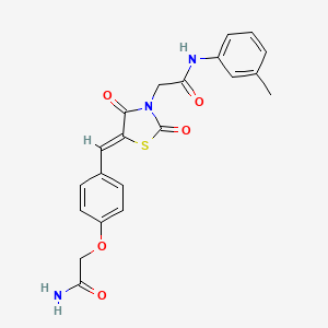 molecular formula C21H19N3O5S B4932382 2-{5-[4-(2-amino-2-oxoethoxy)benzylidene]-2,4-dioxo-1,3-thiazolidin-3-yl}-N-(3-methylphenyl)acetamide 