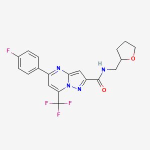 molecular formula C19H16F4N4O2 B4932430 5-(4-fluorophenyl)-N-(tetrahydro-2-furanylmethyl)-7-(trifluoromethyl)pyrazolo[1,5-a]pyrimidine-2-carboxamide 