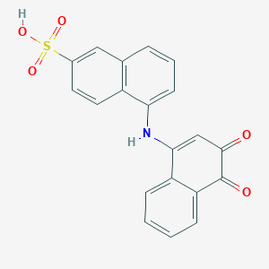 molecular formula C20H13NO5S B493248 5-[(3,4-Dioxo-3,4-dihydro-1-naphthalenyl)amino]-2-naphthalenesulfonic acid 