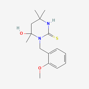 molecular formula C15H22N2O2S B4932481 6-hydroxy-1-(2-methoxybenzyl)-4,4,6-trimethyltetrahydro-2(1H)-pyrimidinethione 