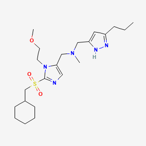 molecular formula C22H37N5O3S B4932556 1-[2-[(cyclohexylmethyl)sulfonyl]-1-(2-methoxyethyl)-1H-imidazol-5-yl]-N-methyl-N-[(5-propyl-1H-pyrazol-3-yl)methyl]methanamine 