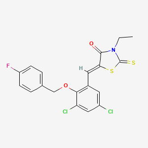 5-{3,5-dichloro-2-[(4-fluorobenzyl)oxy]benzylidene}-3-ethyl-2-thioxo-1,3-thiazolidin-4-one
