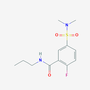 molecular formula C12H17FN2O3S B4932657 5-[(dimethylamino)sulfonyl]-2-fluoro-N-propylbenzamide 