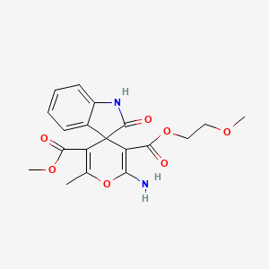 3'-(2-methoxyethyl) 5'-methyl 2'-amino-6'-methyl-2-oxo-1,2-dihydrospiro[indole-3,4'-pyran]-3',5'-dicarboxylate