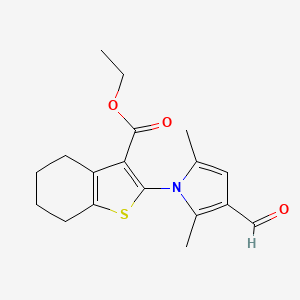molecular formula C18H21NO3S B4932677 ethyl 2-(3-formyl-2,5-dimethyl-1H-pyrrol-1-yl)-4,5,6,7-tetrahydro-1-benzothiophene-3-carboxylate 