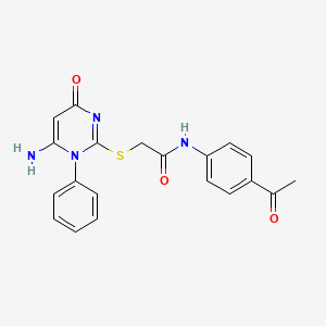 molecular formula C20H18N4O3S B4932713 N-(4-acetylphenyl)-2-[(6-amino-4-oxo-1-phenyl-1,4-dihydro-2-pyrimidinyl)thio]acetamide 