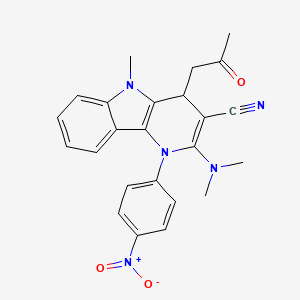 molecular formula C24H23N5O3 B4932718 2-(dimethylamino)-5-methyl-1-(4-nitrophenyl)-4-(2-oxopropyl)-4,5-dihydro-1H-pyrido[3,2-b]indole-3-carbonitrile 