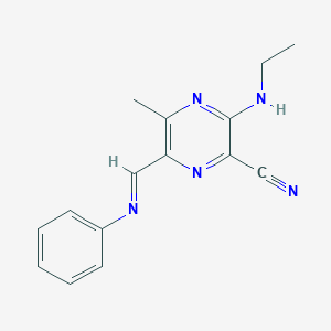 3-(Ethylamino)-5-methyl-6-[(phenylimino)methyl]-2-pyrazinecarbonitrile