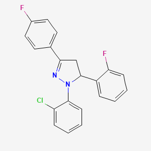 molecular formula C21H15ClF2N2 B4932762 1-(2-chlorophenyl)-5-(2-fluorophenyl)-3-(4-fluorophenyl)-4,5-dihydro-1H-pyrazole 