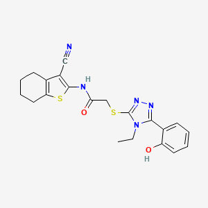 molecular formula C21H21N5O2S2 B4932783 N-(3-cyano-4,5,6,7-tetrahydro-1-benzothien-2-yl)-2-{[4-ethyl-5-(2-hydroxyphenyl)-4H-1,2,4-triazol-3-yl]thio}acetamide 