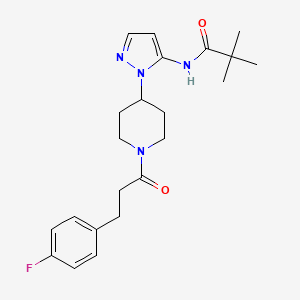 molecular formula C22H29FN4O2 B4932802 N-(1-{1-[3-(4-fluorophenyl)propanoyl]-4-piperidinyl}-1H-pyrazol-5-yl)-2,2-dimethylpropanamide 
