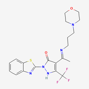 molecular formula C20H22F3N5O2S B4932852 2-(1,3-benzothiazol-2-yl)-4-(1-{[3-(4-morpholinyl)propyl]amino}ethylidene)-5-(trifluoromethyl)-2,4-dihydro-3H-pyrazol-3-one 