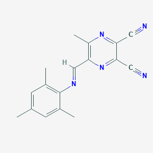 molecular formula C17H15N5 B493290 5-[(Mesitylimino)methyl]-6-methyl-2,3-pyrazinedicarbonitrile 