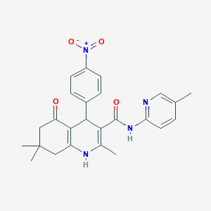 molecular formula C25H26N4O4 B4932923 2,7,7-trimethyl-N-(5-methyl-2-pyridinyl)-4-(4-nitrophenyl)-5-oxo-1,4,5,6,7,8-hexahydro-3-quinolinecarboxamide 