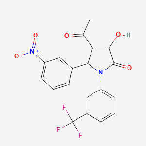 molecular formula C19H13F3N2O5 B4932928 4-acetyl-3-hydroxy-5-(3-nitrophenyl)-1-[3-(trifluoromethyl)phenyl]-1,5-dihydro-2H-pyrrol-2-one 