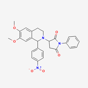 molecular formula C27H25N3O6 B4932984 3-[6,7-dimethoxy-1-(4-nitrophenyl)-3,4-dihydro-2(1H)-isoquinolinyl]-1-phenyl-2,5-pyrrolidinedione 