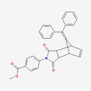 molecular formula C30H23NO4 B4933023 methyl 4-[10-(diphenylmethylene)-3,5-dioxo-4-azatricyclo[5.2.1.0~2,6~]dec-8-en-4-yl]benzoate 