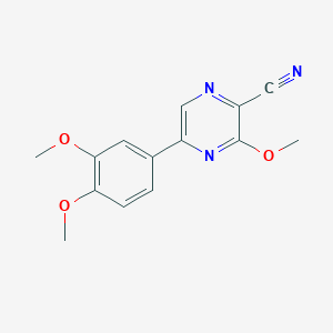 molecular formula C14H13N3O3 B493304 5-(3,4-Dimethoxyphenyl)-3-methoxy-2-pyrazinecarbonitrile 