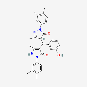 2-(3,4-dimethylphenyl)-4-[[1-(3,4-dimethylphenyl)-5-hydroxy-3-methyl-1H-pyrazol-4-yl](3-hydroxyphenyl)methyl]-5-methyl-2,4-dihydro-3H-pyrazol-3-one