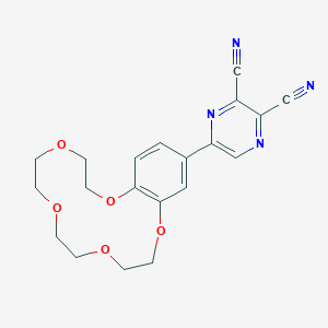 molecular formula C20H20N4O5 B493310 5-(2,3,5,6,8,9,11,12-Octahydro-1,4,7,10,13-benzopentaoxacyclopentadecin-15-yl)-2,3-pyrazinedicarbonitrile 