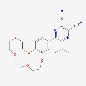 molecular formula C23H26N4O5 B493312 5-Isopropyl-6-(2,3,5,6,8,9,11,12-octahydro-1,4,7,10,13-benzopentaoxacyclopentadecin-15-yl)-2,3-pyrazinedicarbonitrile 