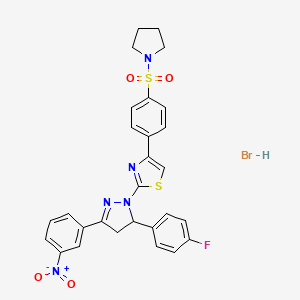 2-[5-(4-fluorophenyl)-3-(3-nitrophenyl)-4,5-dihydro-1H-pyrazol-1-yl]-4-[4-(1-pyrrolidinylsulfonyl)phenyl]-1,3-thiazole hydrobromide