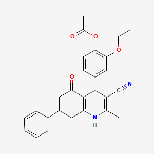 4-(3-cyano-2-methyl-5-oxo-7-phenyl-1,4,5,6,7,8-hexahydro-4-quinolinyl)-2-ethoxyphenyl acetate