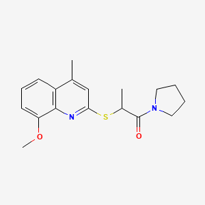 molecular formula C18H22N2O2S B4933302 8-methoxy-4-methyl-2-{[1-methyl-2-oxo-2-(1-pyrrolidinyl)ethyl]thio}quinoline 