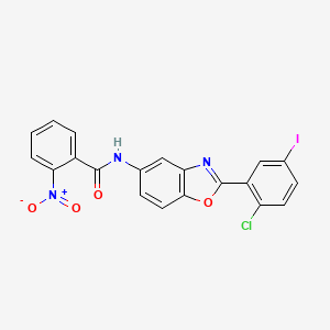 N-[2-(2-chloro-5-iodophenyl)-1,3-benzoxazol-5-yl]-2-nitrobenzamide