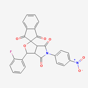 3-(2-fluorophenyl)-5-(4-nitrophenyl)-3a,6a-dihydrospiro[furo[3,4-c]pyrrole-1,2'-indene]-1',3',4,6(3H,5H)-tetrone