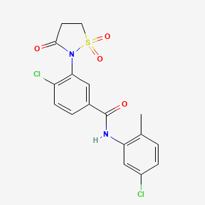 molecular formula C17H14Cl2N2O4S B4933384 4-chloro-N-(5-chloro-2-methylphenyl)-3-(1,1-dioxido-3-oxo-2-isothiazolidinyl)benzamide 