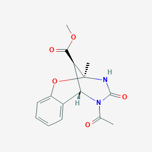molecular formula C15H16N2O5 B493342 methyl (1S,9S,13R)-12-acetyl-9-methyl-11-oxo-8-oxa-10,12-diazatricyclo[7.3.1.0~2,7~]trideca-2,4,6-triene-13-carboxylate 