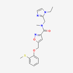 molecular formula C19H22N4O3S B4933454 N-[(1-ethyl-1H-imidazol-2-yl)methyl]-N-methyl-5-{[2-(methylthio)phenoxy]methyl}-3-isoxazolecarboxamide 